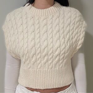 Zara Cream Cable Knit Sweater